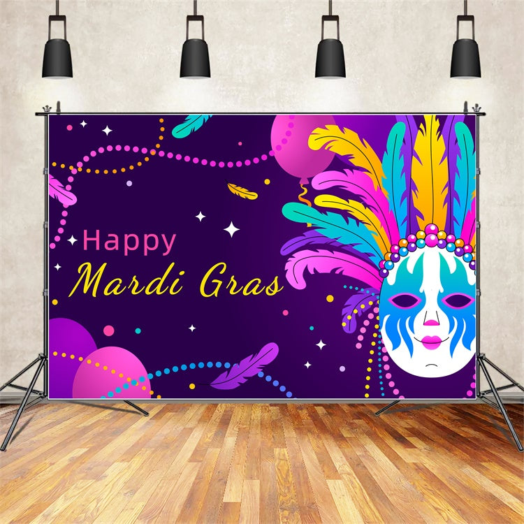 Mardi Gras Photo Backdrop Elegant Purple Mask Party Backdrop XY2-81