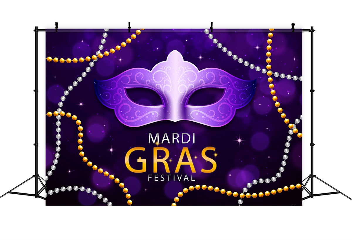 Mardi Gras Backdrop Festive Purple Beaded Mask Backdrop XY2-82