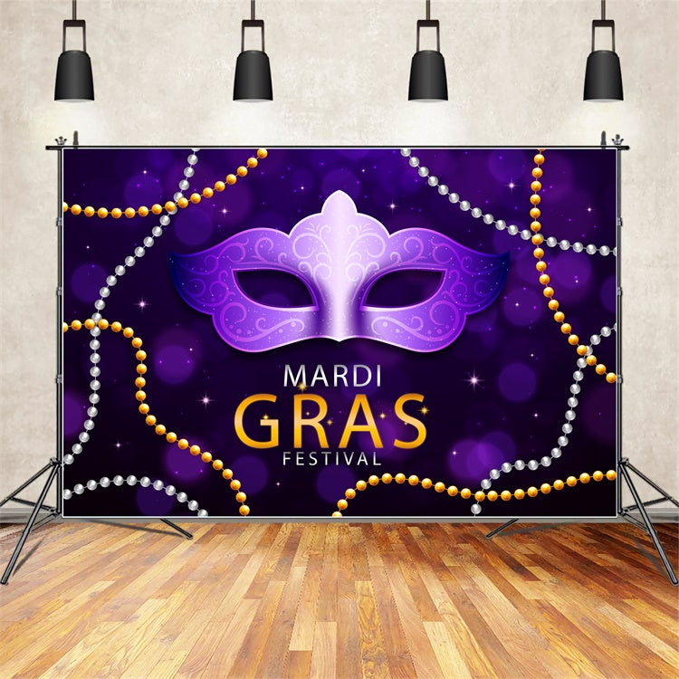 Mardi Gras Backdrop Festive Purple Beaded Mask Backdrop XY2-82