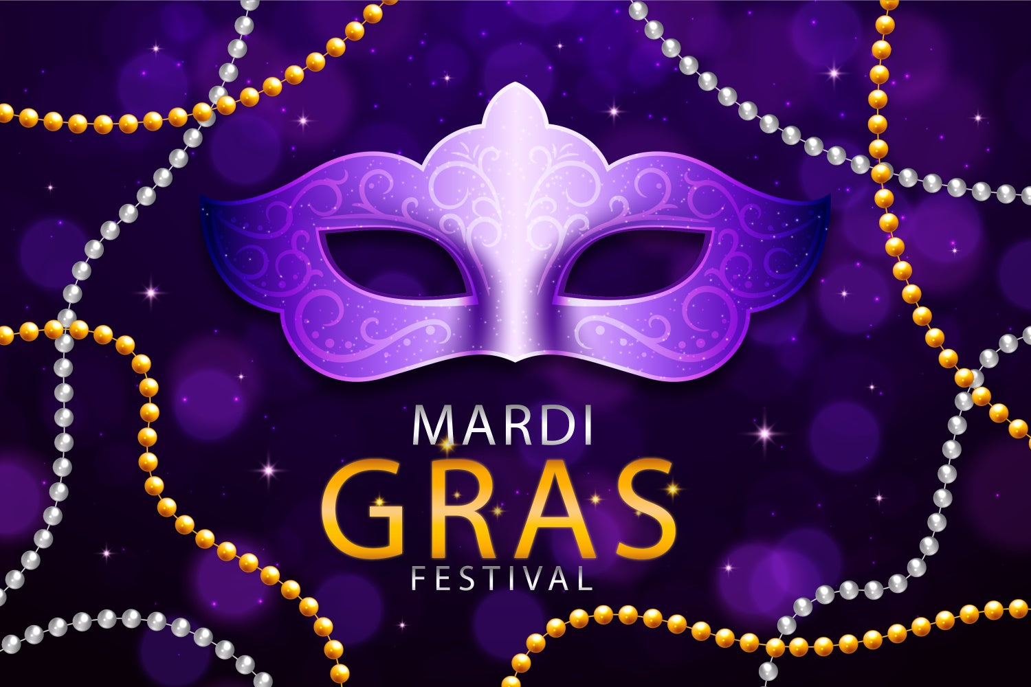 Mardi Gras Backdrop Festive Purple Beaded Mask Backdrop XY2-82