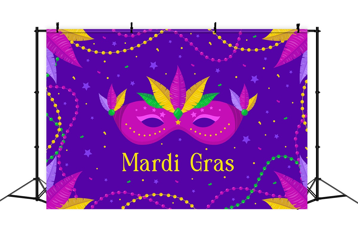 Mardi Gras Backdrop Ideas Confetti Feather Mask Backdrop XY2-83