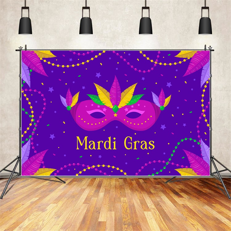 Mardi Gras Backdrop Ideas Confetti Feather Mask Backdrop XY2-83