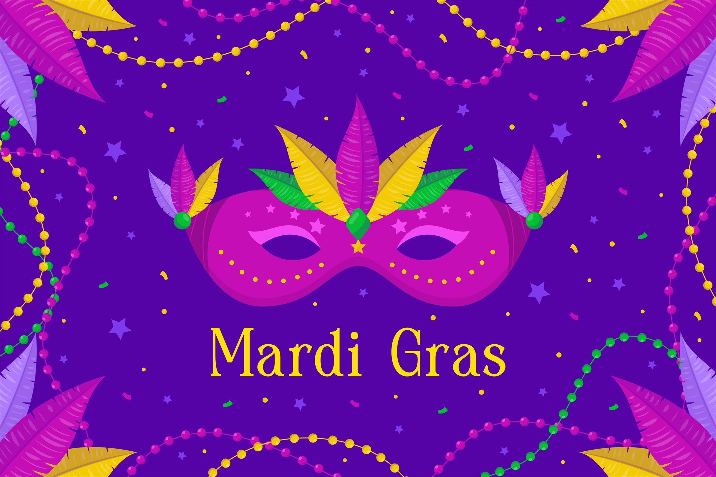 Mardi Gras Backdrop Ideas Confetti Feather Mask Backdrop XY2-83