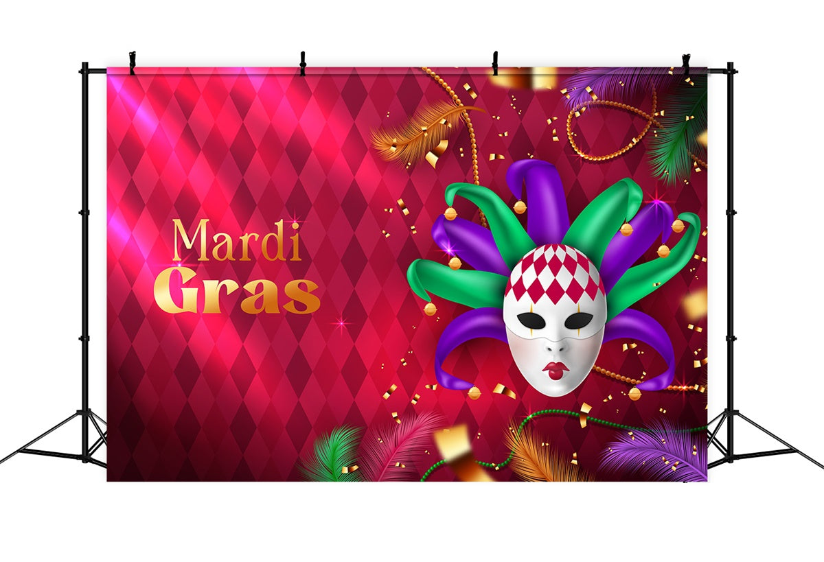 Mardi Gras Photo Backdrop Jester Mask Celebration Backdrop XY2-84