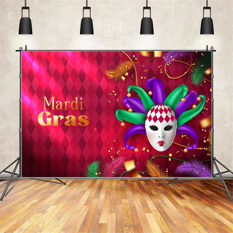 Mardi Gras Photo Backdrop Jester Mask Celebration Backdrop XY2-84