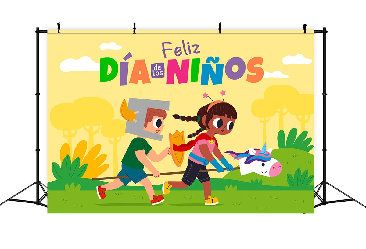 Mexican Children's Day Backdrop Cheerful Kids Running Backdrop XY2-87