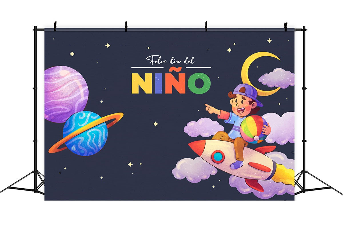 Mexican Children's Day Backdrop Space Adventure Joyful Backdrop XY2-88