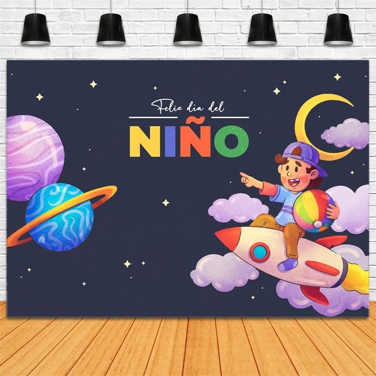 Mexican Children's Day Backdrop Space Adventure Joyful Backdrop XY2-88