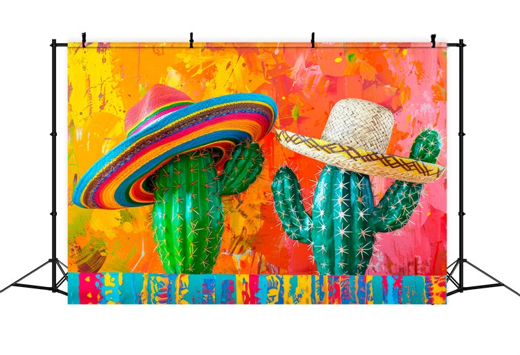 Mexican Fiesta Backdrops Vibrant Cactus Festival Backdrop XY2-91