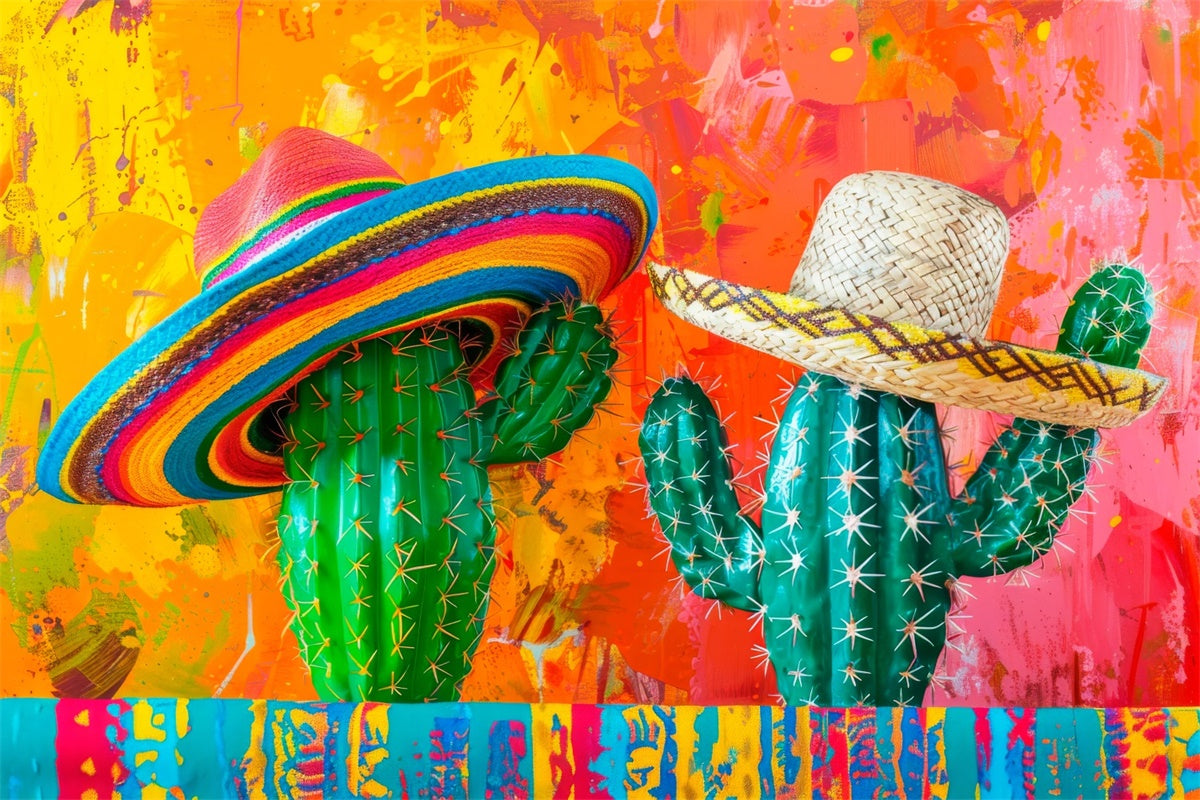 Mexican Fiesta Backdrops Vibrant Cactus Festival Backdrop XY2-91