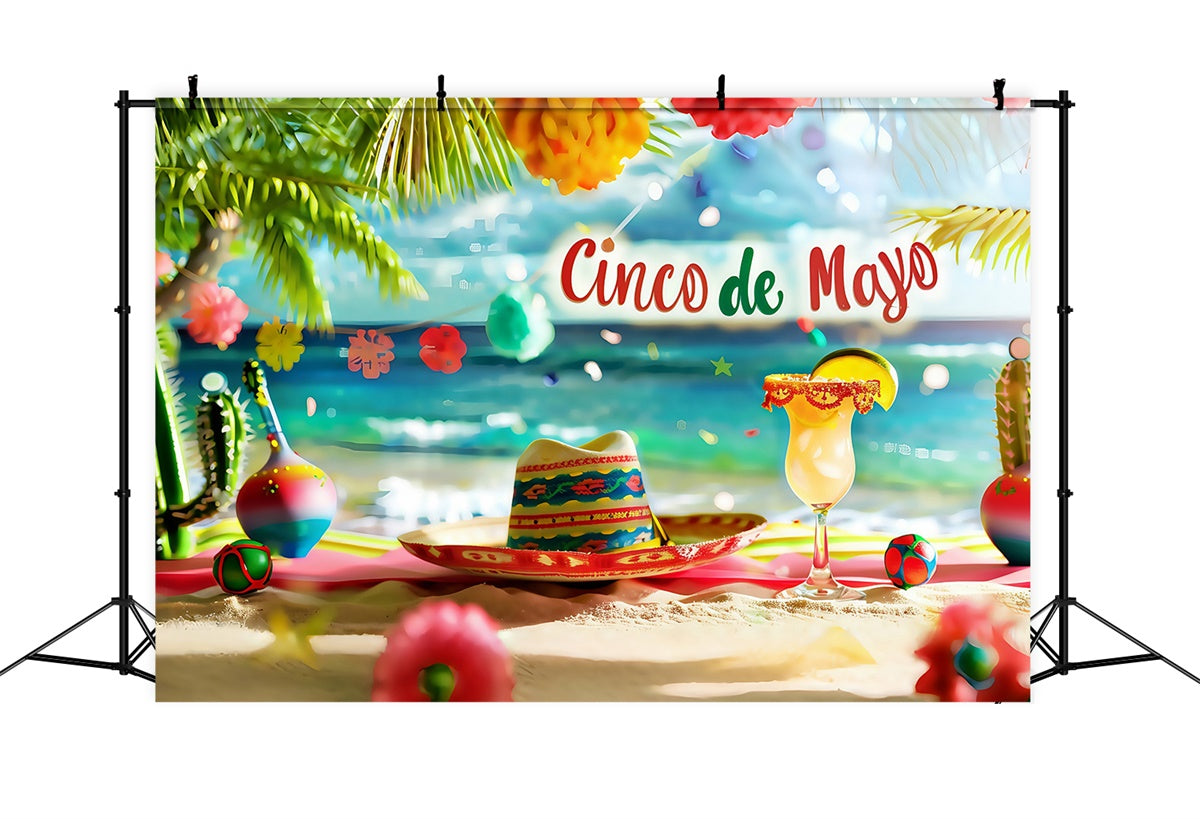 Mexican Fiesta Backdrop Festive Seaside Party Backdrop XY2-93