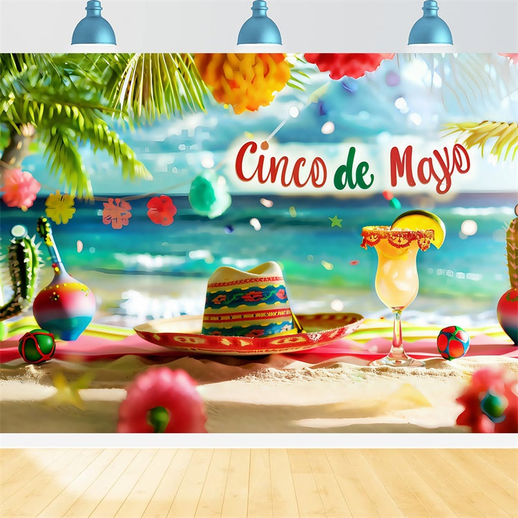 Mexican Fiesta Backdrop Festive Seaside Party Backdrop XY2-93