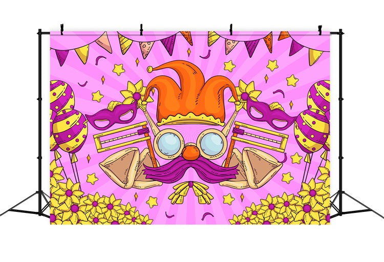 Purim Backdrop Cheerful Masquerade Party Backdrop XY2-98