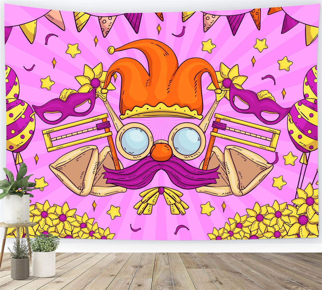 Purim Backdrop Cheerful Masquerade Party Backdrop XY2-98