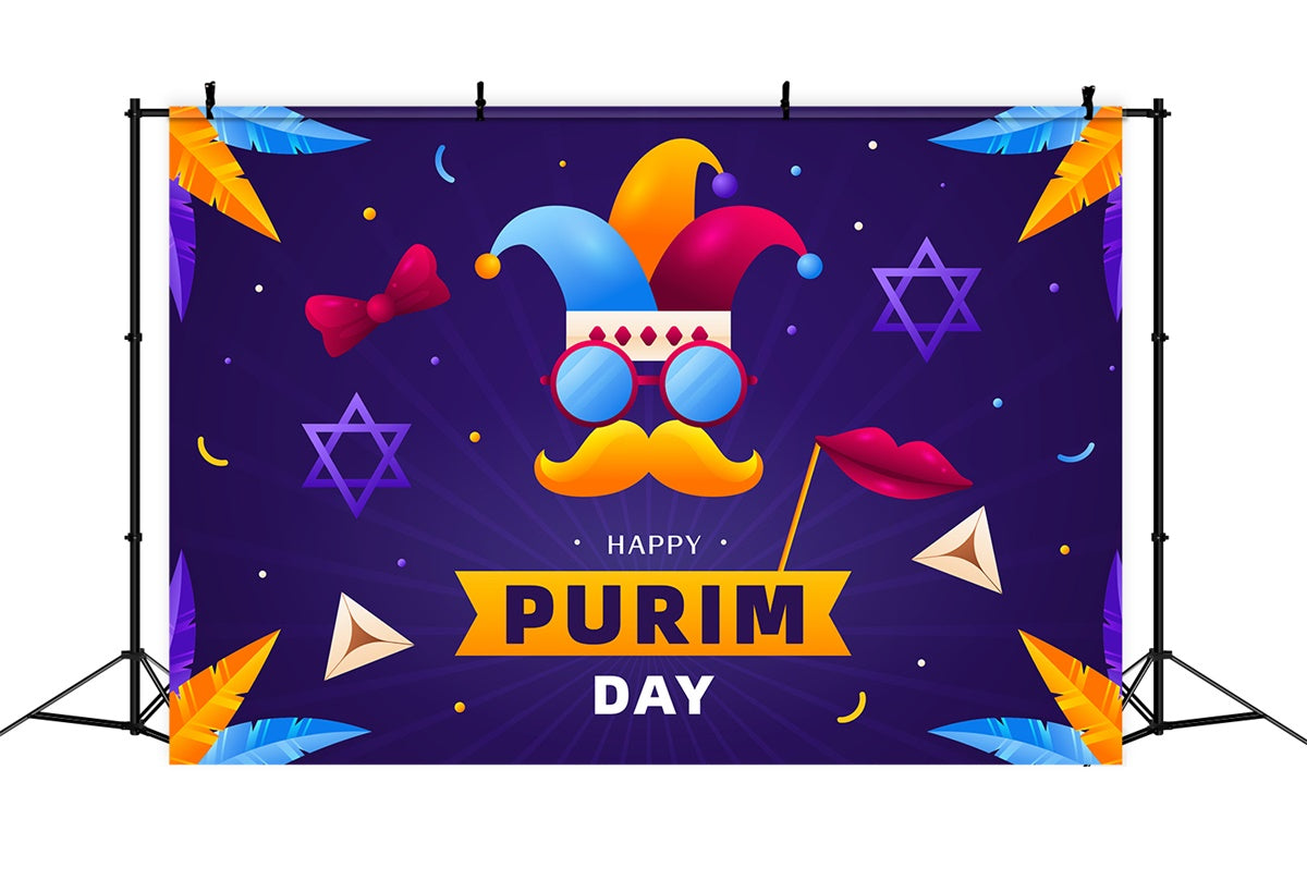 Purim Backdrop Joker Hat Carnival Blue Backdrop XY2-99