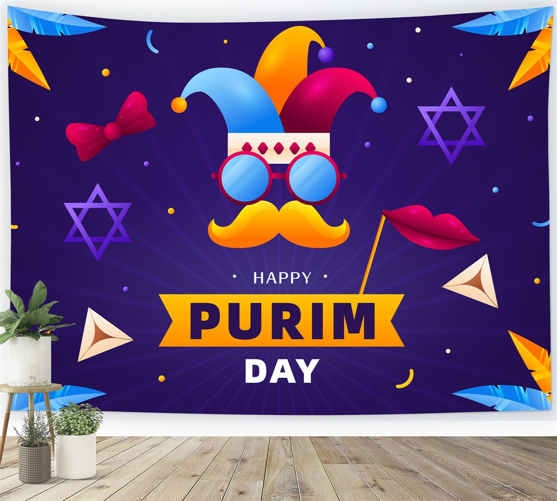 Purim Backdrop Joker Hat Carnival Blue Backdrop XY2-99