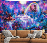 Blacklight Tapestry Waterfall Rainbow UV Reactive Wall Hanging Decoration