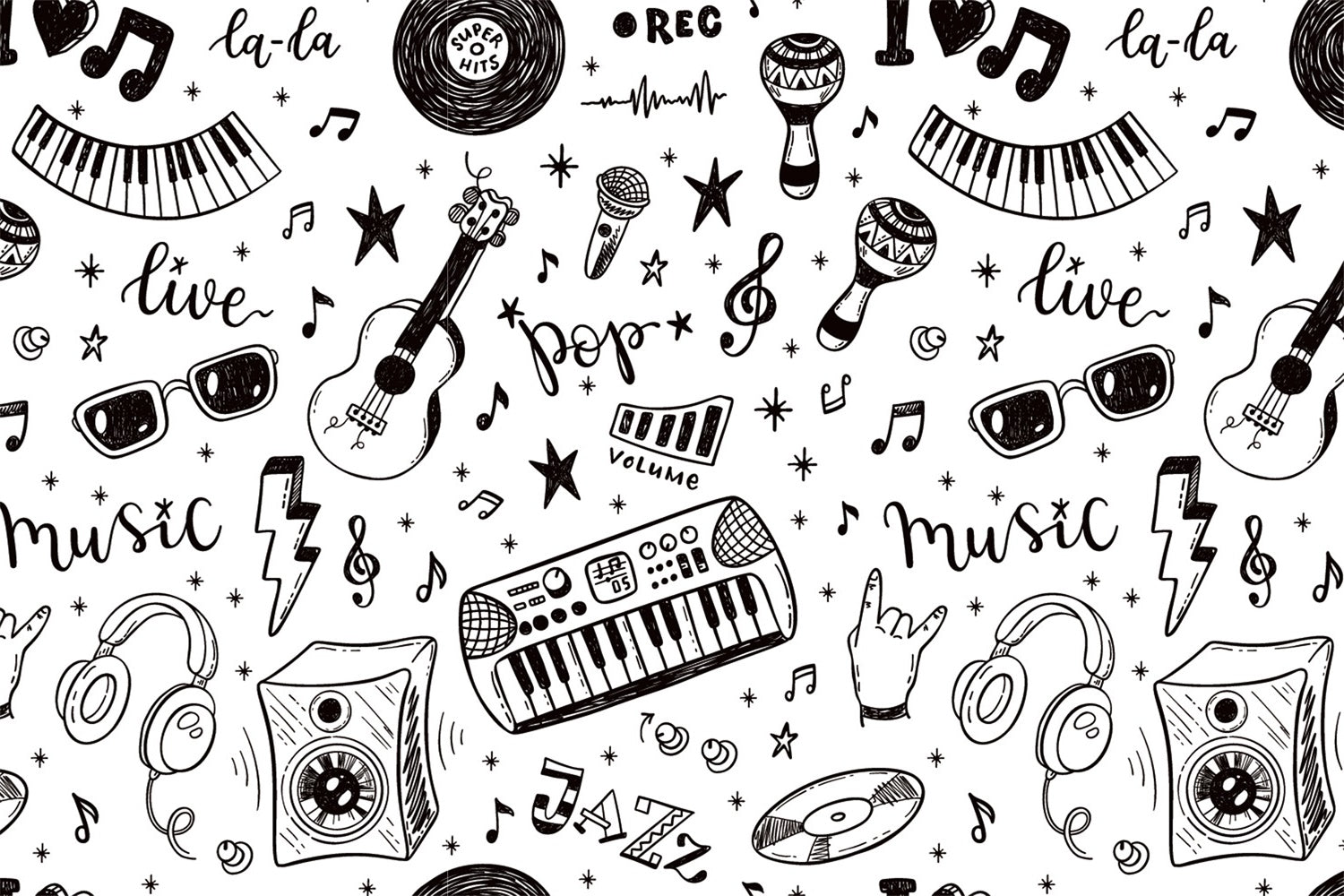 Back to School Musical Doodles Photography Backdrop BRP7-26