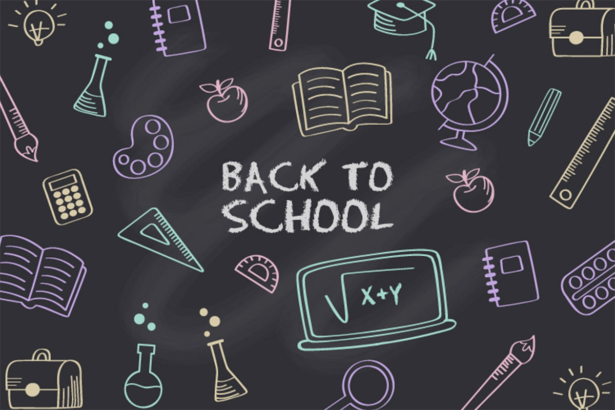 Back to School Study Tools Chalkboard Backdrop BRP7-48