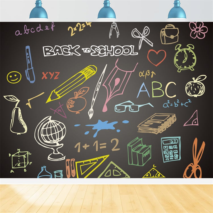 Back to School Colorful Chalkboard Photography Backdrop BRP7-56