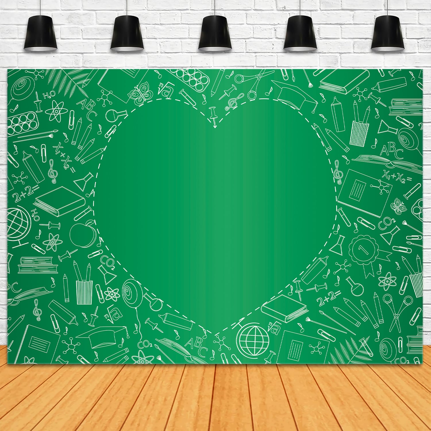 Back to School Study Items Heart Backdrop BRP7-42