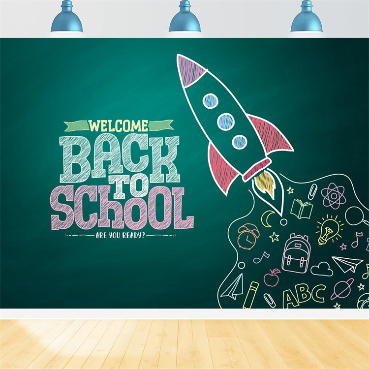 Back to School Rocket Chalkboard Backdrop BRP7-12