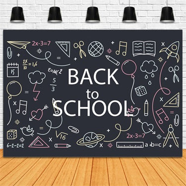 Back to School Colorful Doodles Chalkboard Backdrop BRP7-16