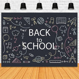 Back to School Colorful Doodles Chalkboard Backdrop BRP7-16