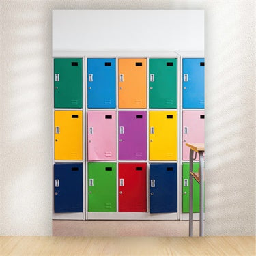 Back to School Colorful Lockers Wall Backdrop BRP7-33