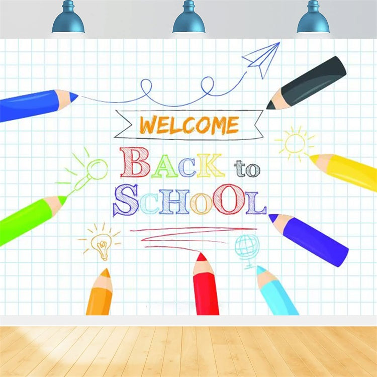 Welcome Back to School Colorful Pencils Backdrop BRP7-49