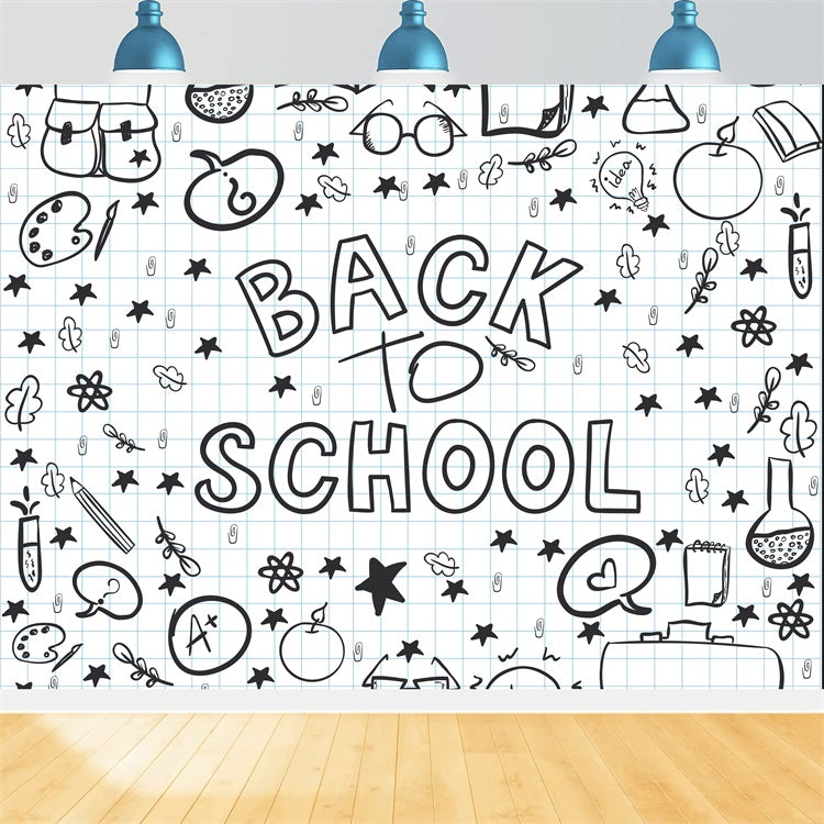 Back to School Black White Graffiti Backdrop BRP7-18