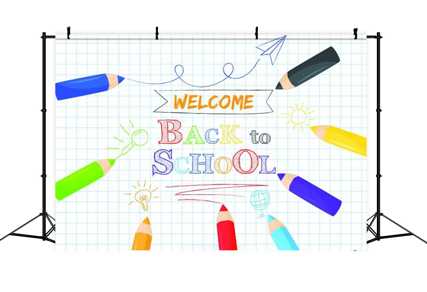 Welcome Back to School Colorful Pencils Backdrop BRP7-49