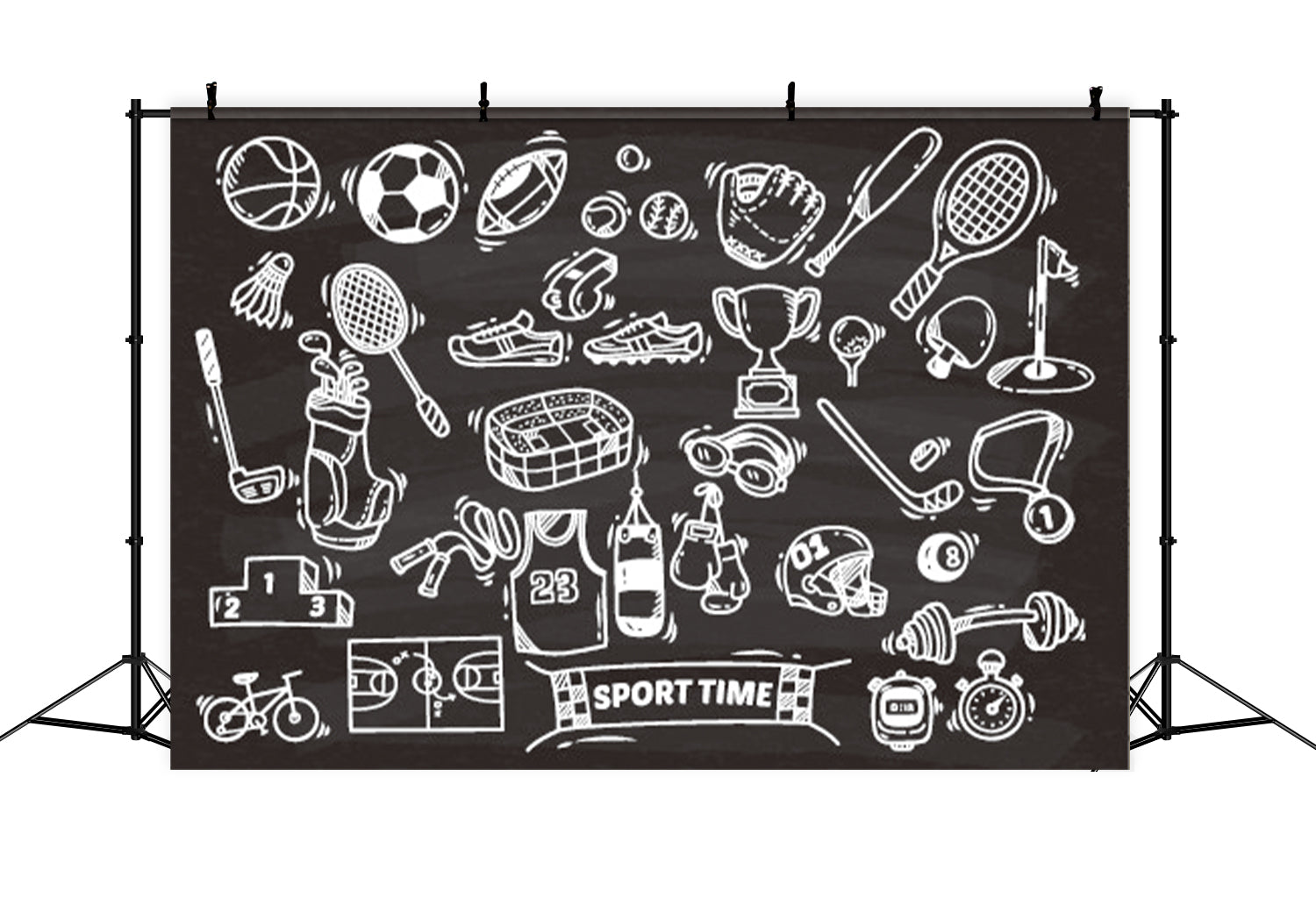 Back to School Sports Chalkboard Photography Backdrop BRP7-22