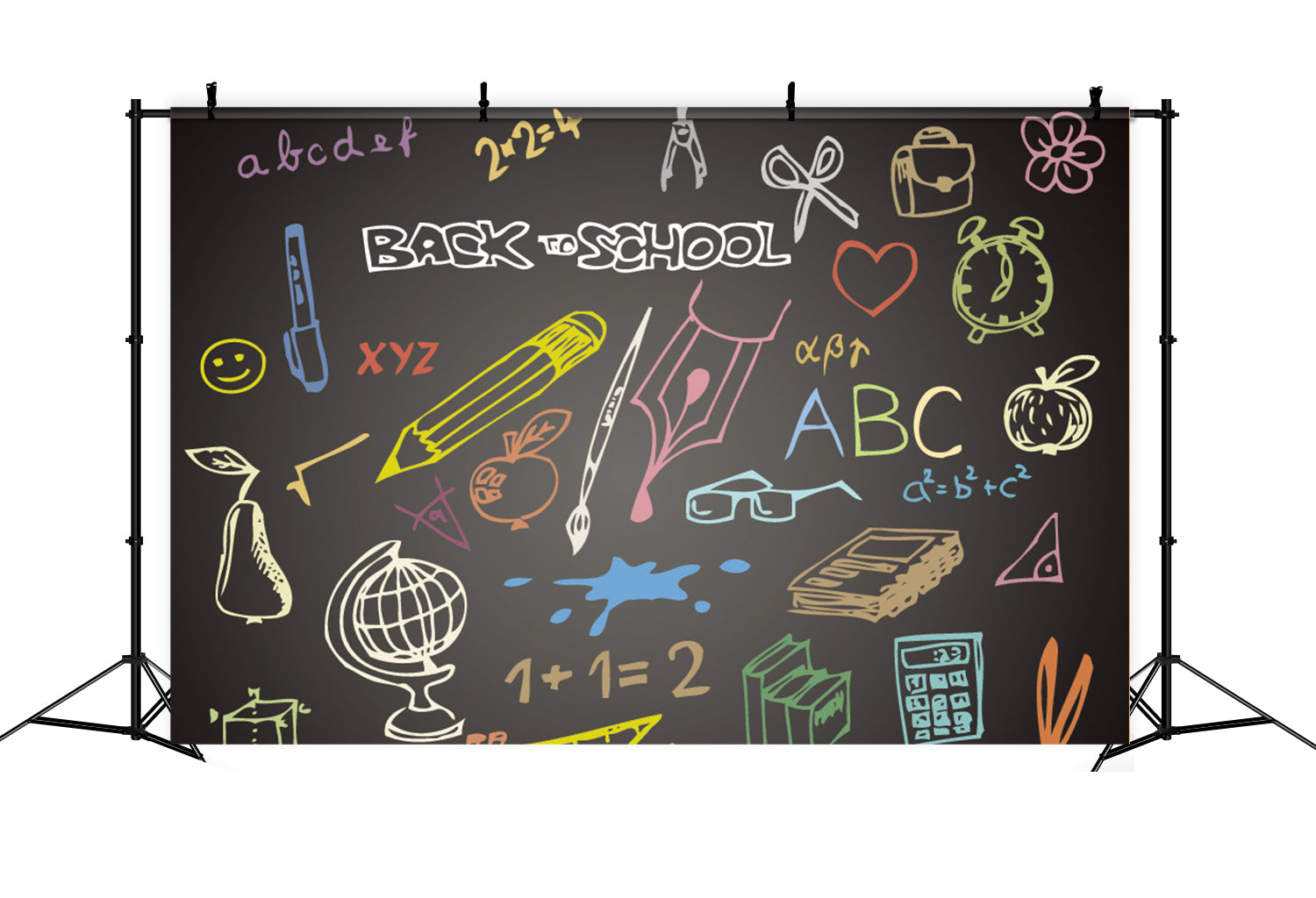 Back to School Colorful Chalkboard Photography Backdrop BRP7-56