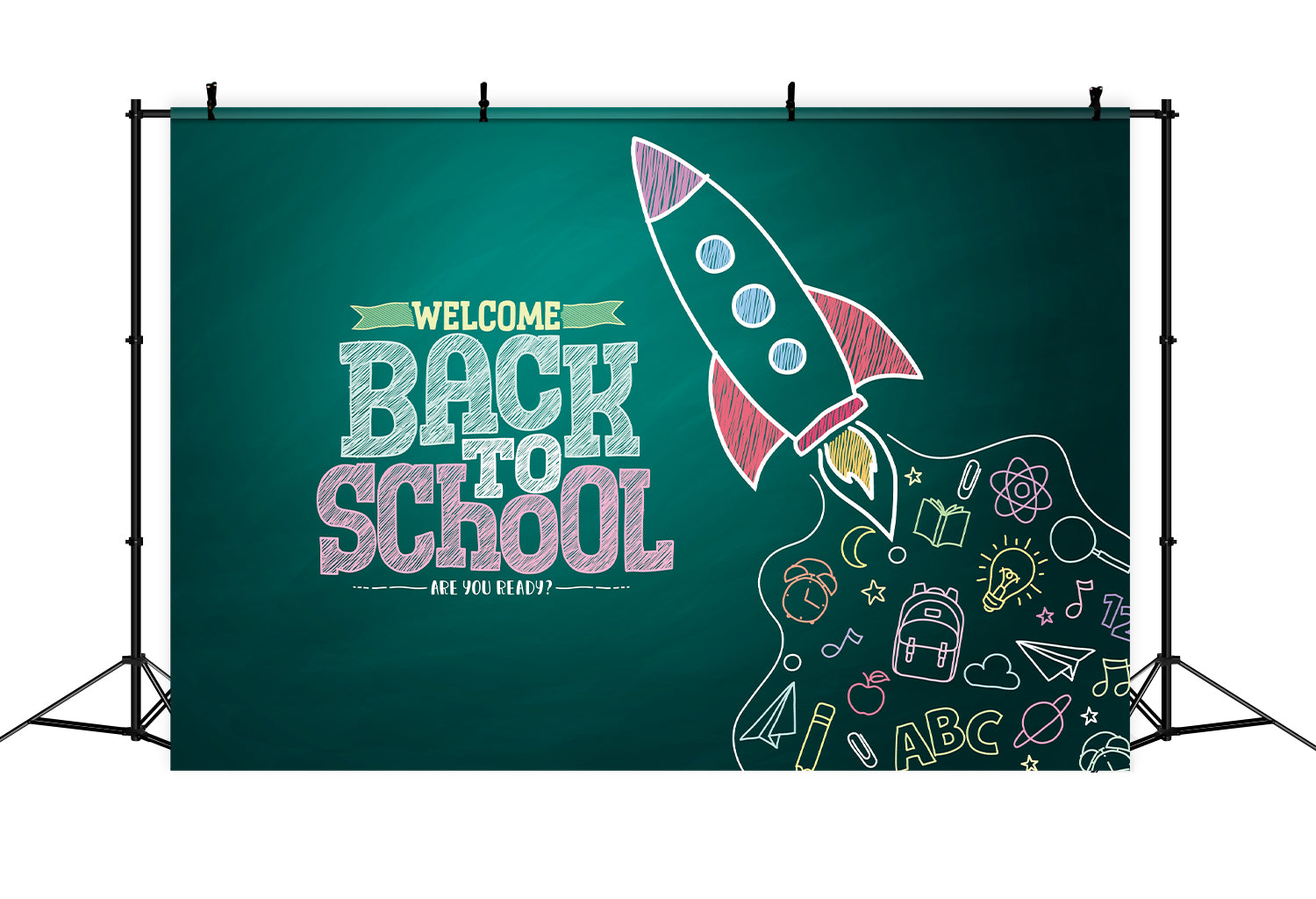 Back to School Rocket Chalkboard Backdrop BRP7-12