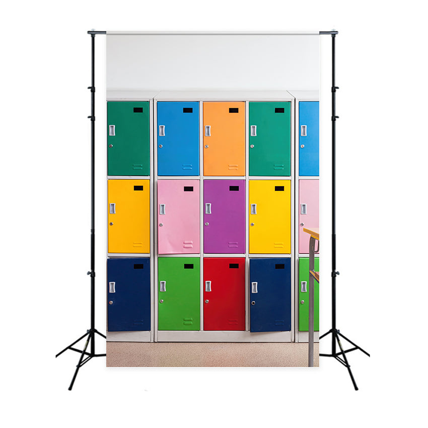 Back to School Colorful Lockers Wall Backdrop BRP7-33