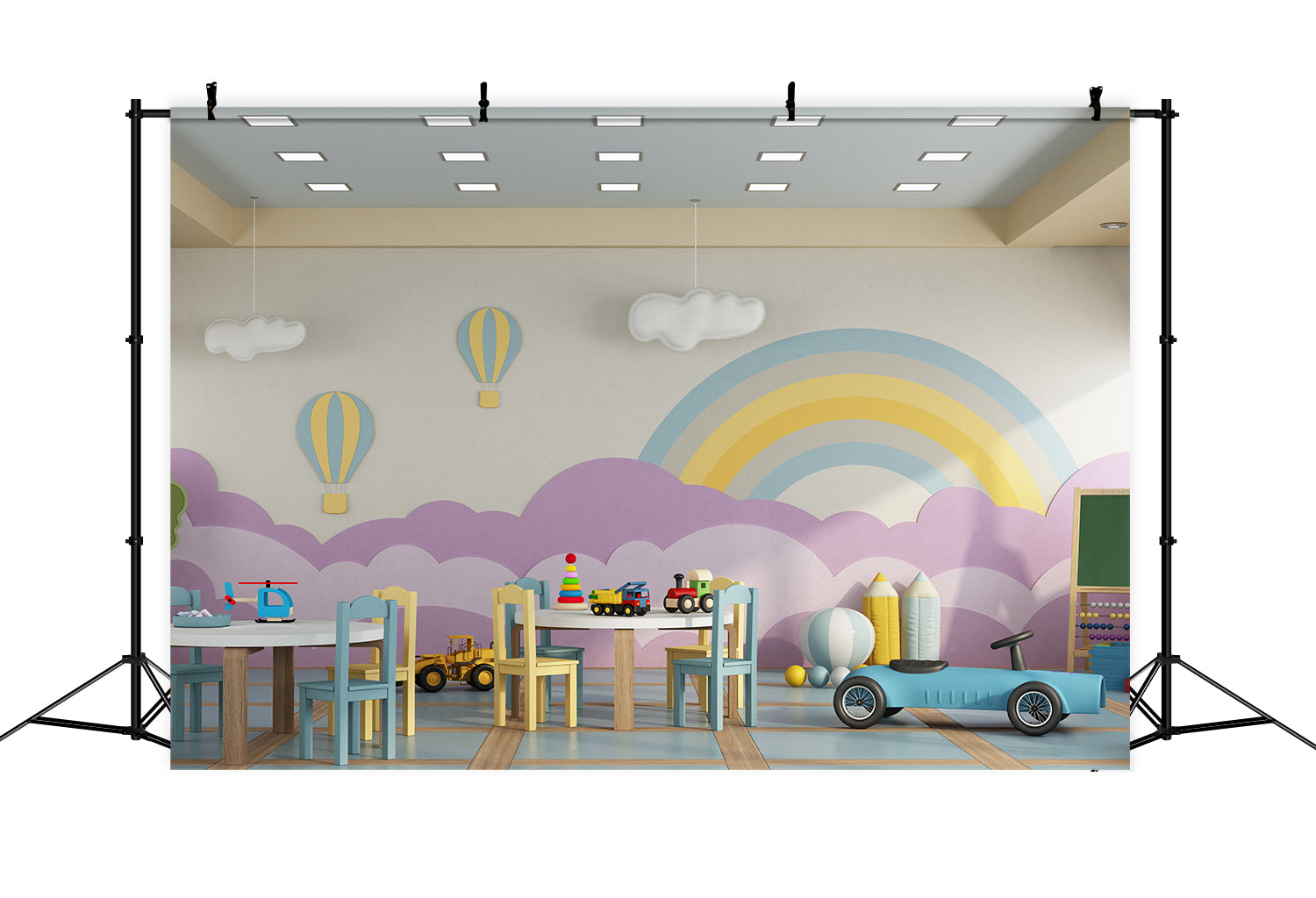 Back to School Rainbow Playroom Photography Backdrop BRP7-39