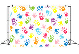 Back to School Colorful Handprint Photography Backdrop BRP7-20