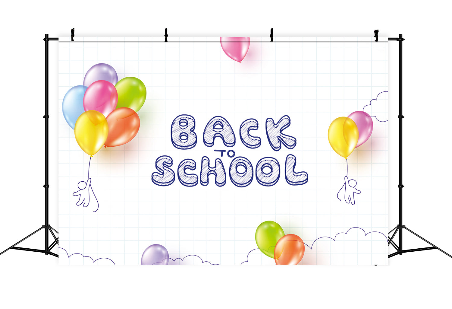 Back to School Colorful Balloon Photography Backdrop BRP7-13