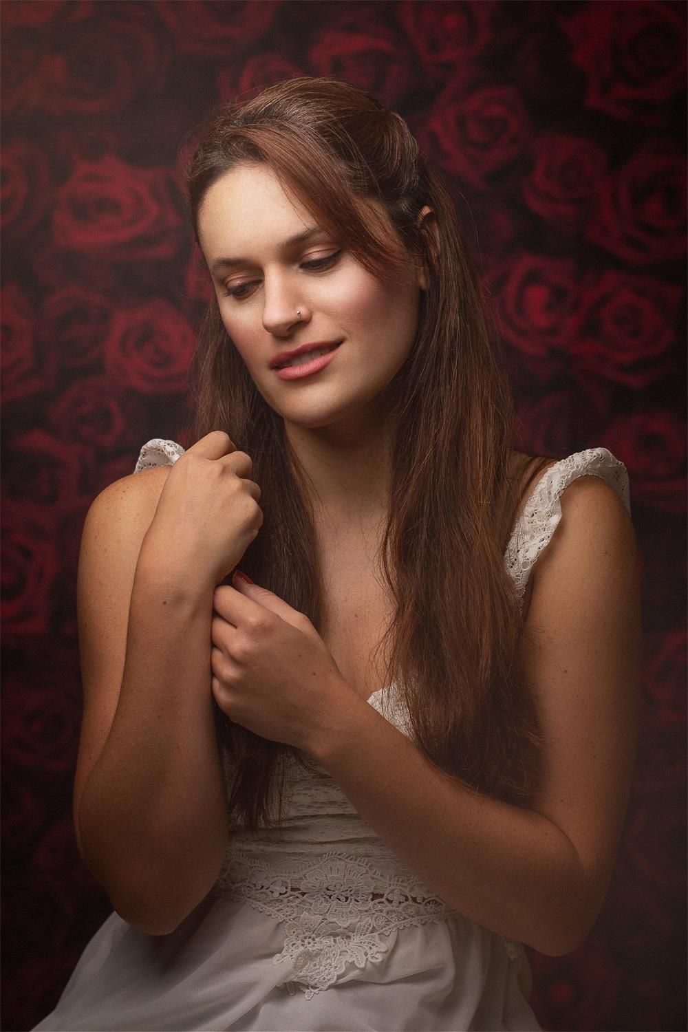 Flowers Background Red Backdrop S-3171