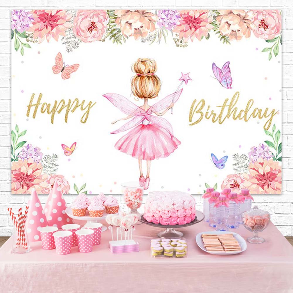 Little Angel Butterfly Custom Birthday Backdrop TKH1538