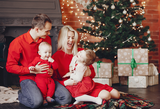 Fireplace Christmas Tree Photography Backdrops M1