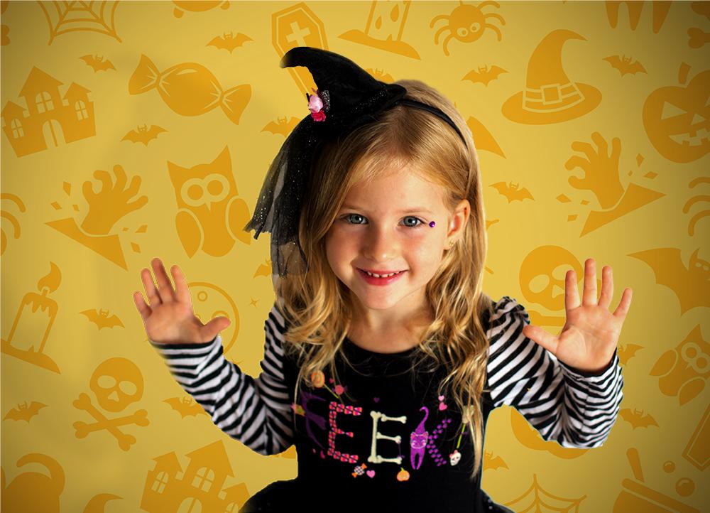 Yellow Pumpkin Halloween Backdrop for Children Photography   DBD-19001