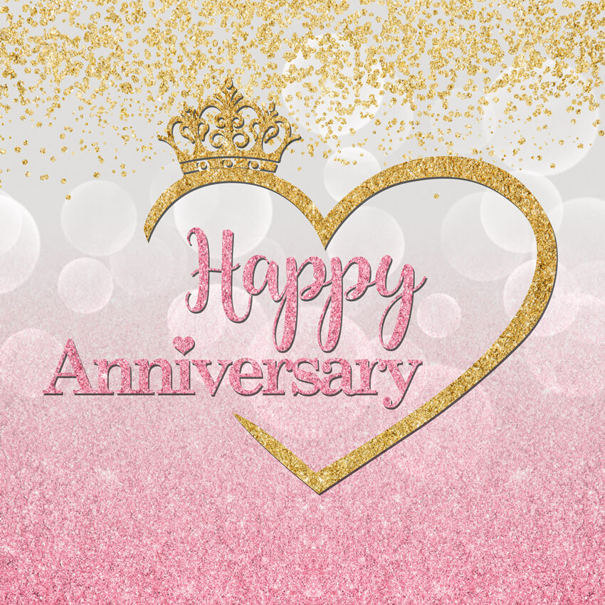 Happy Anniversary Pink Gold Custom Backdrop BP-001