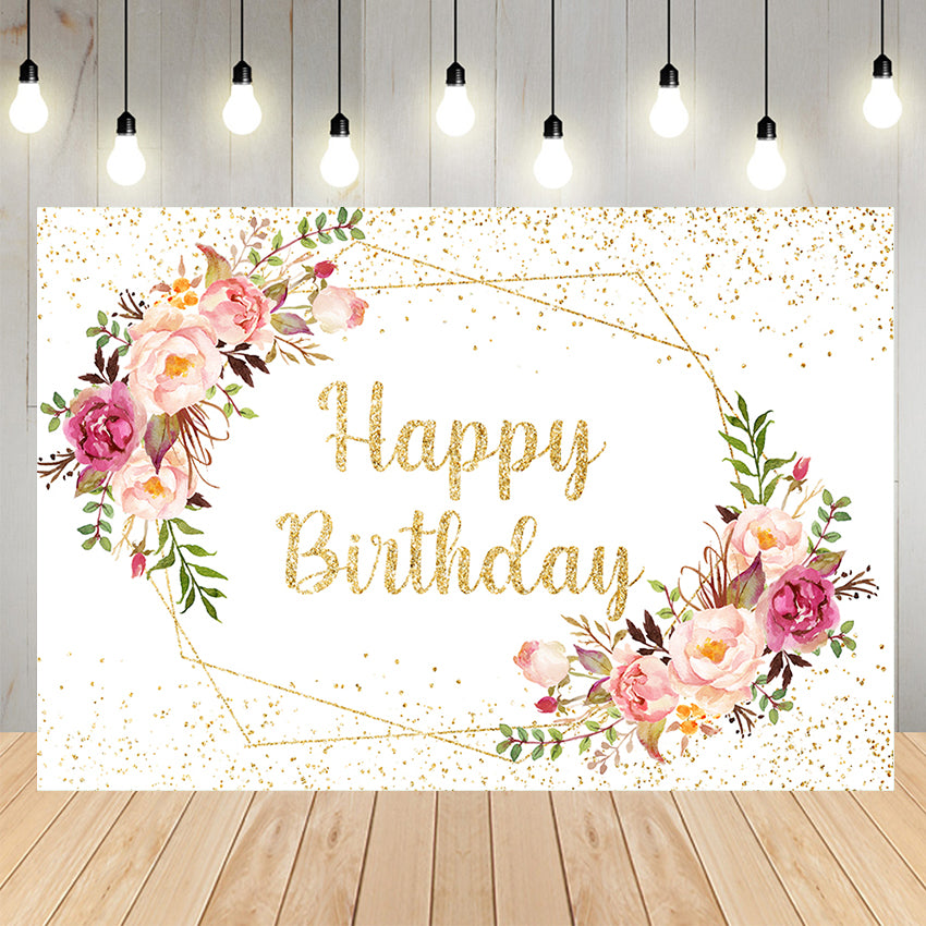 Flowers Glitter Custom Birthday Party Backdrop BP-006