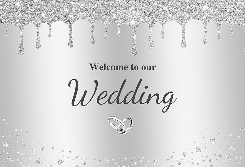 Sliver Glitter Wedding Custom Backdrop Banner 