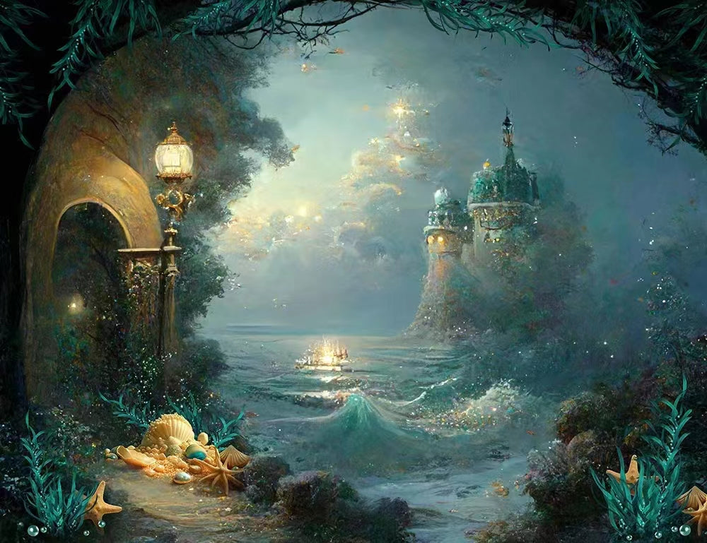 Dreamy Underwater Palace Retro Photography Backdrop CM-2