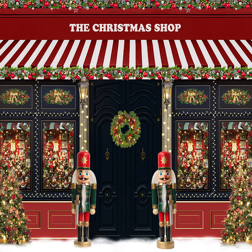 Nutcracker Christmas Shop Photo Studio Backdrop D1002