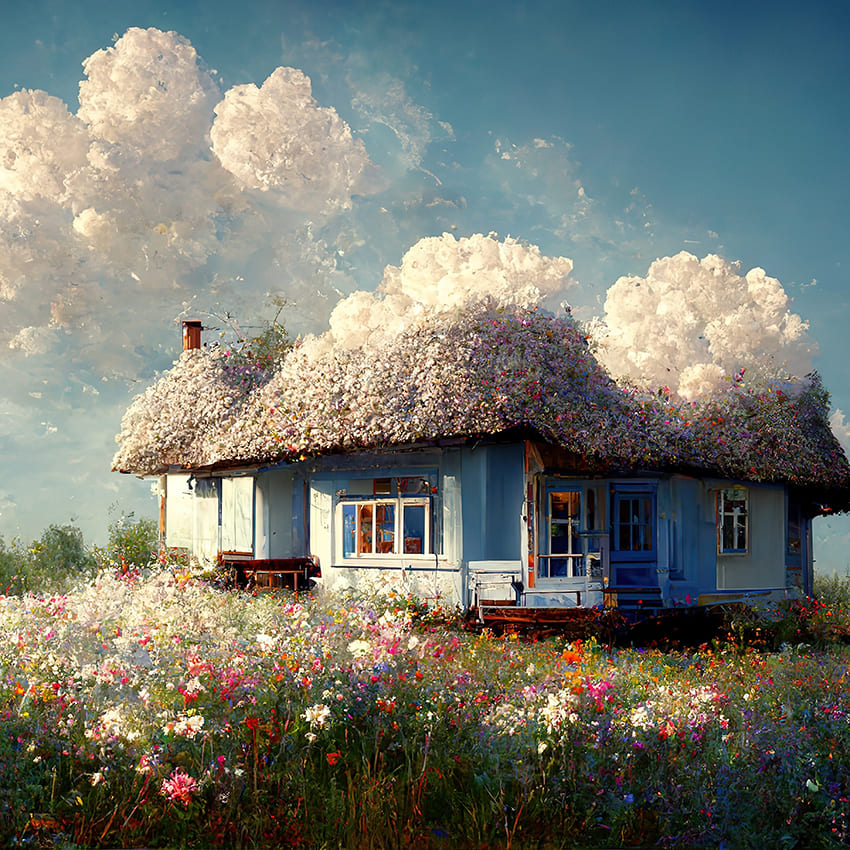 Beautiful Flower Field Cottage Spring Backdrop D1017