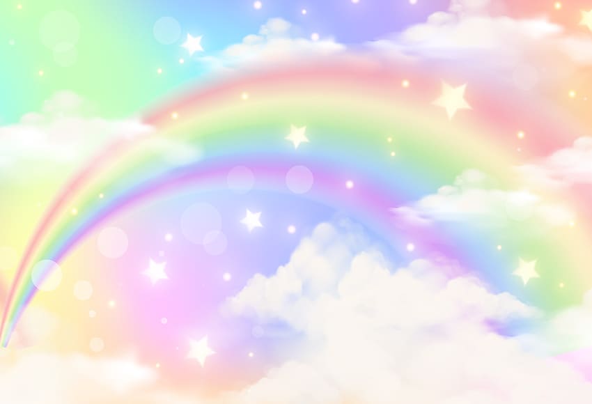 Rainbow Clouds Twinkling Stars Magical Backdrop D1018 – Dbackdrop